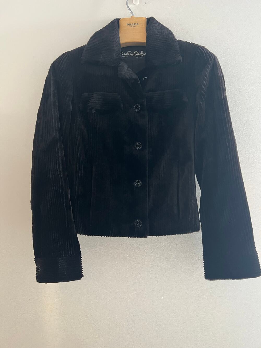 Like-New Vintage Zandra Rhodes Black Button Down Collared Jacket Size 4 JP